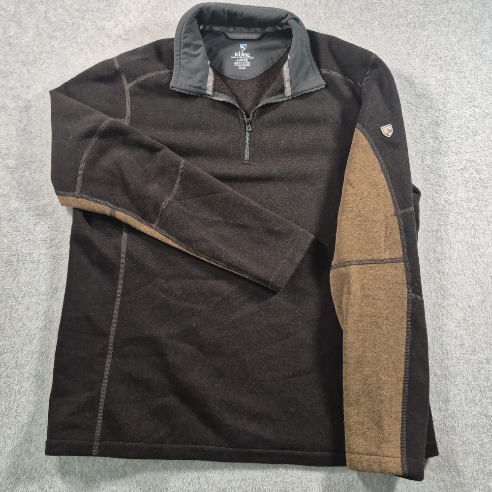 Kuhl Revel 1/4 Zip Fleece Pullover Mens L Brown Two-Tone Mock Neck 3007